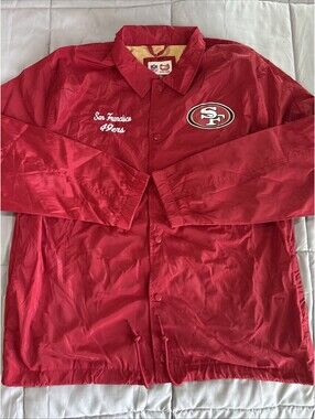 NWT San Francisco 49ers Ultra Game Coaches Satin Jacket Size XXL  Red.